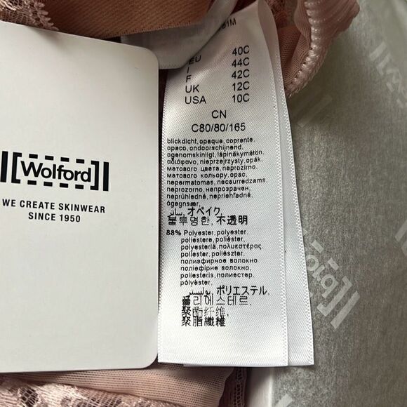 NWT Wolford Esmeralda String Body Rose Powder Pink 10 C-cup M - Picture 12 of 15